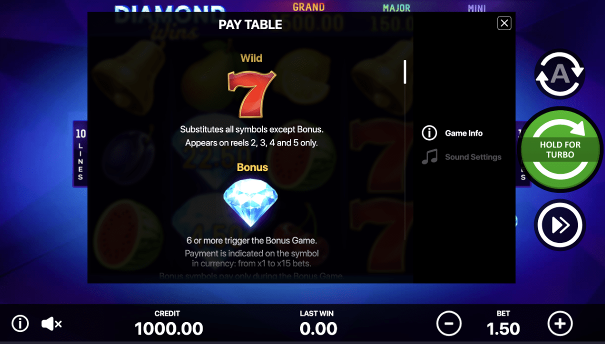 Screenshot Diamond Wins Hold And Win 3 