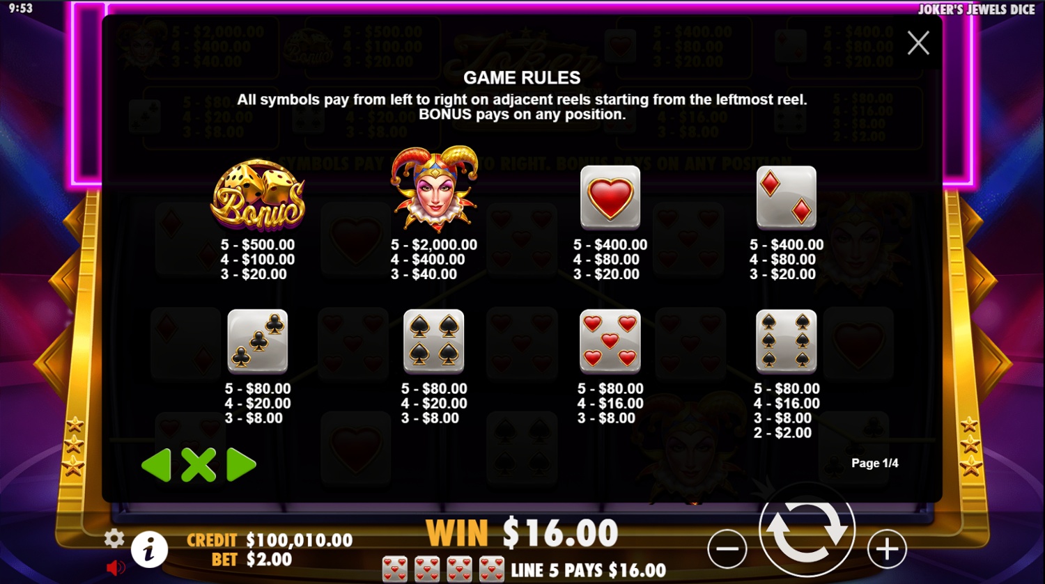 Screenshot Joker’s Jewels Dice 2 