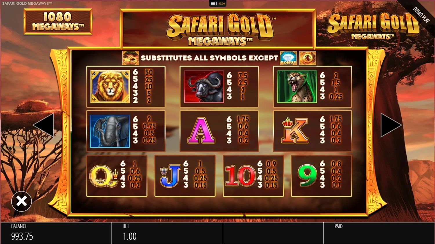 Screenshot Safari Gold Megaways 3 